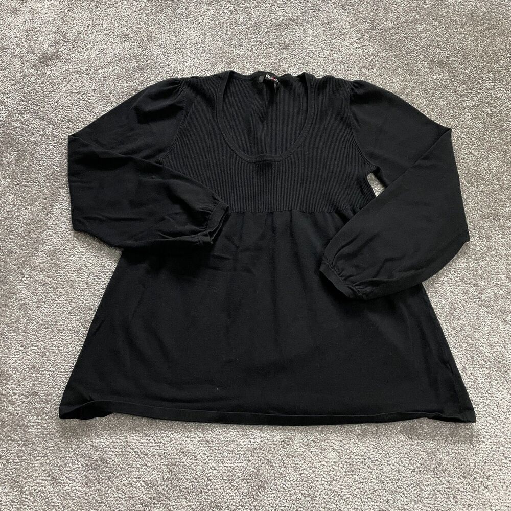 Style & Co Sweater Shirt Girls XL Black Scoop Neck Pullover Soft Stretch Youth